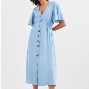 EUC Zara Chambray Midi Dress